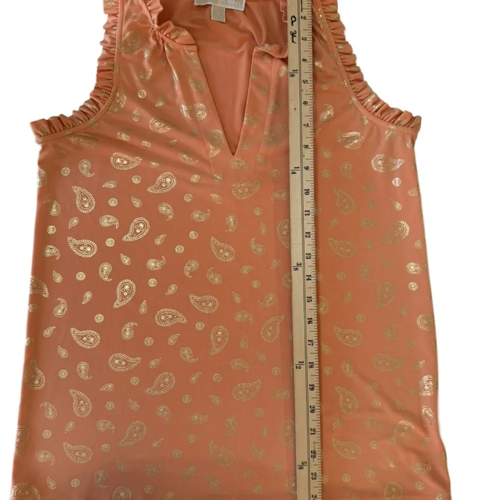 Michael Kors Paisley-Foil Tank Top in Tangerine. Small